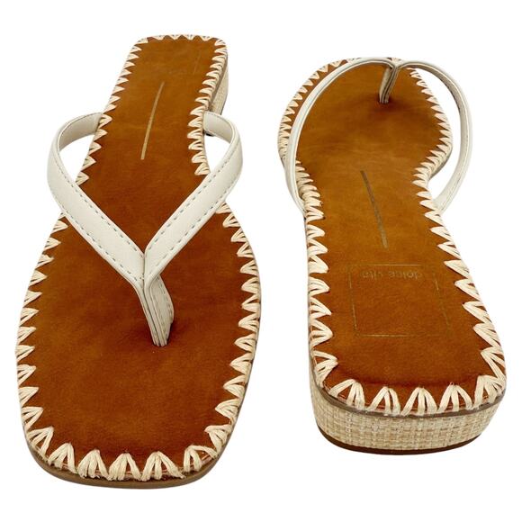 Dolce Vita Barty Thong Flip Flop Sandals in Ivory Leather Shoes Size US 9.5 - Picture 3 of 11